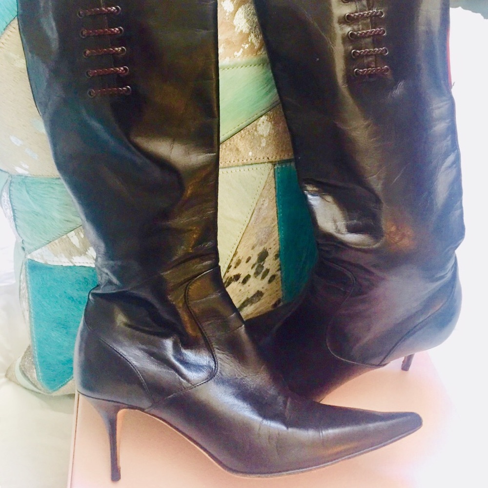 Cole Haan Black Leather Boots w/ Brown Detail